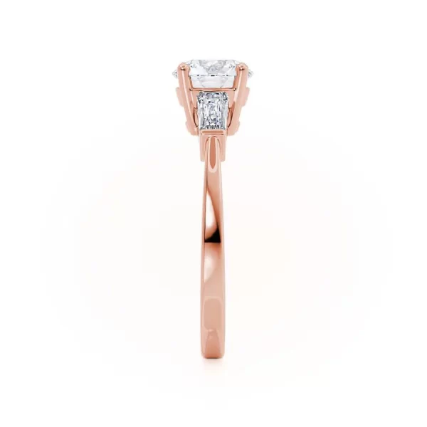 LOVETTA Round & Baguette Lab Diamond 18k Rose Gold Trilogy - Image 2