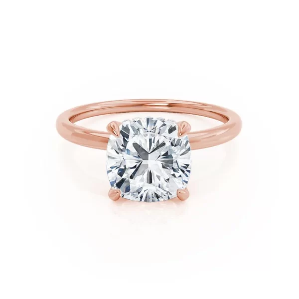 PARIS Cushion Lab Diamond 18k Rose Gold Hidden Halo - Image 2