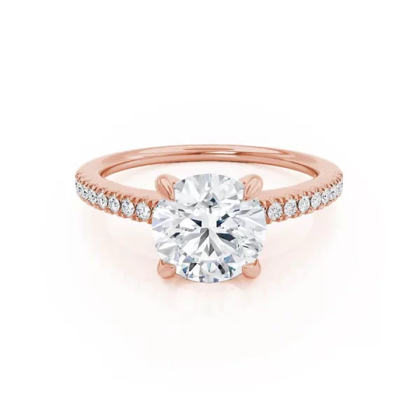 CATALINA Round Lab Diamond 18k Rose Gold Shoulder Set Ring