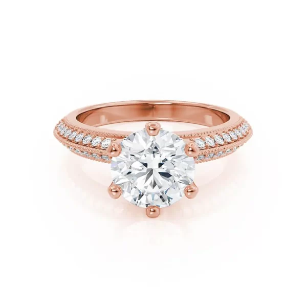 VICTORIA Round Lab Diamond 18 Rose Gold Shoulder Set Ring