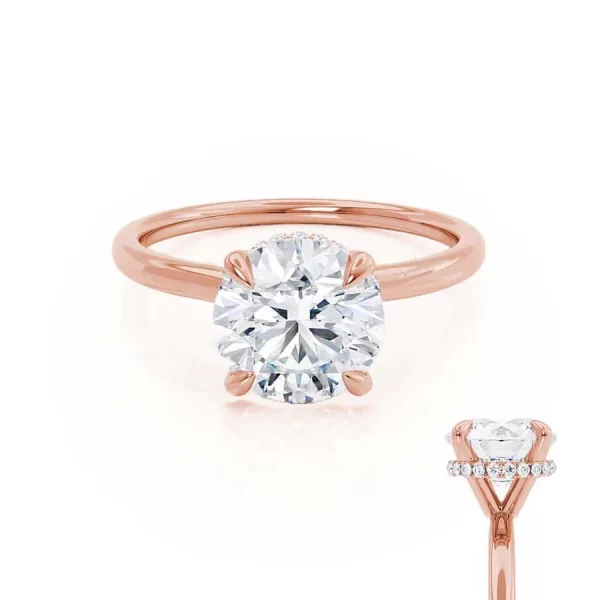 PARIS Round Lab Diamond 18k Rose Gold Hidden Halo