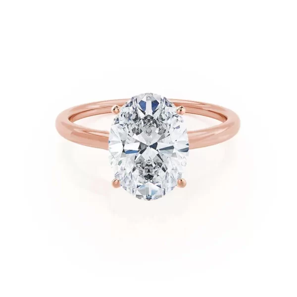 LULU Oval Moissanite 18k Rose Gold Petite Solitaire Ring