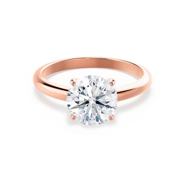 GRACE Round Moissanite 18k Rose Gold Solitaire Ring