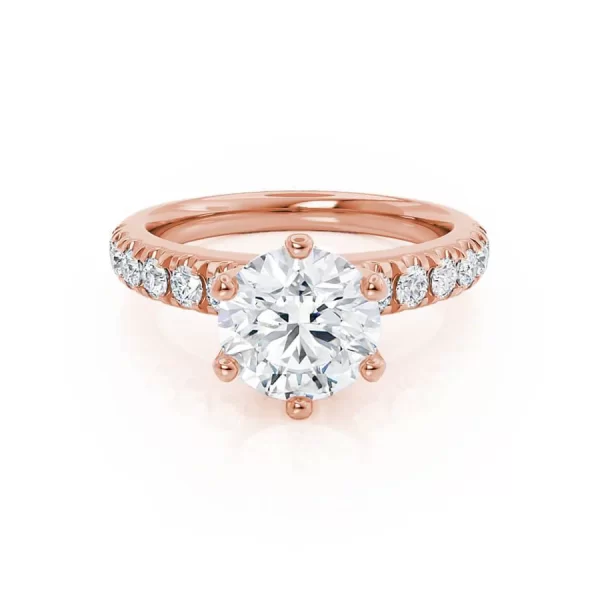 BELLE Round Lab Diamond 18k Rose Gold Shoulder Set Ring