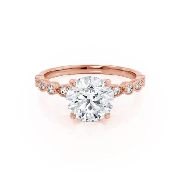 HOPE Round Lab Diamond 18k Rose Gold Shoulder Set Ring