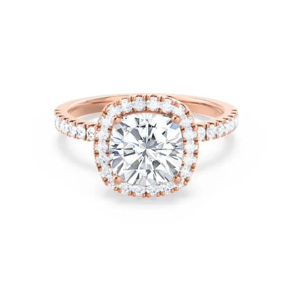 CASEADA Cushion Lab Diamond 18k Rose Gold Halo