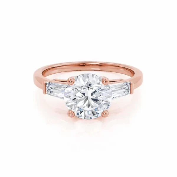 LOVETTA Round & Baguette Lab Diamond 18k Rose Gold Trilogy