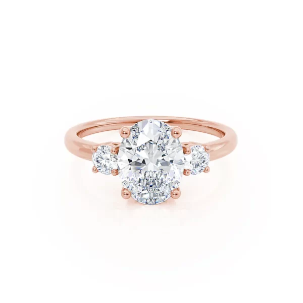 LOUELLA Oval Lab Diamond 18k Rose Gold Trilogy Ring