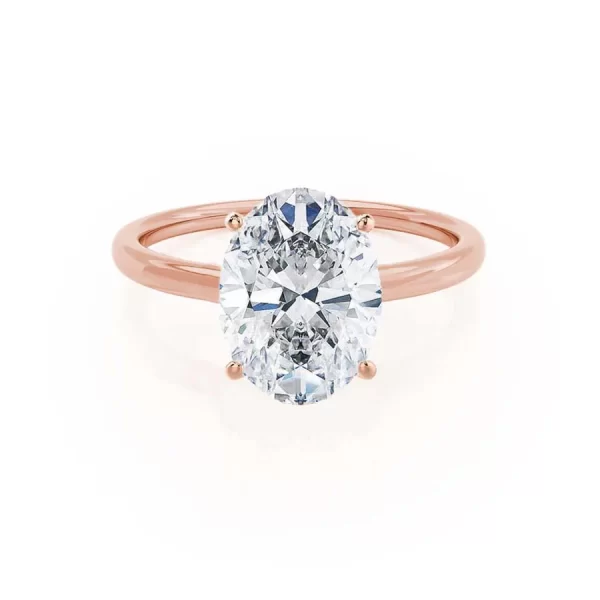 LULU Oval Lab Diamond 18k Rose Gold Petite Solitaire