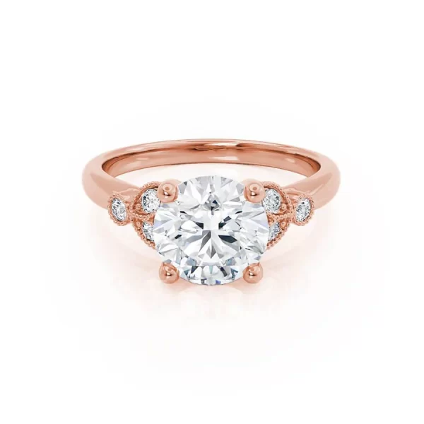 DELILAH Round Lab Diamond 18k Rose Gold Shoulder Set Ring