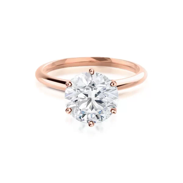 LILLIE Round Lab Diamond 18K Rose Gold 6 Prong Knife Edge Solitaire Ring