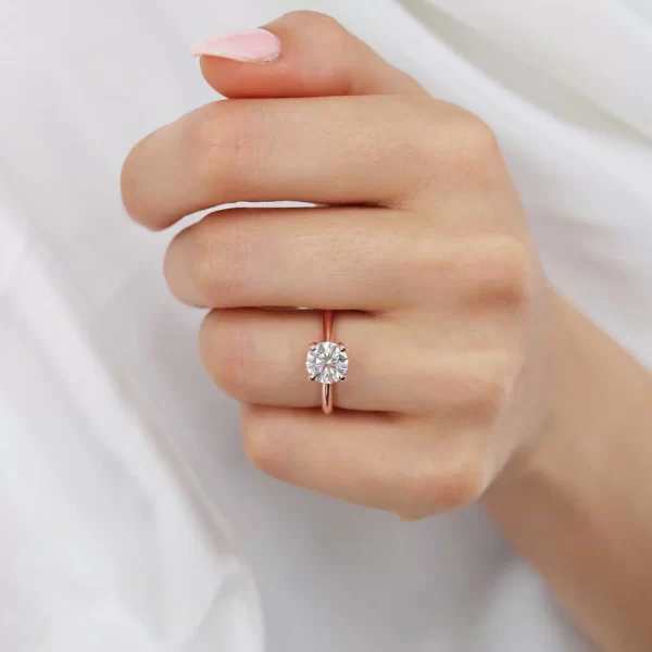 GRACE Round Lab Diamond 18K Rose Gold Solitaire Ring - Image 5