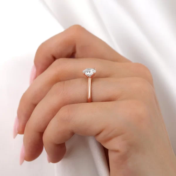 GRACE Round Lab Diamond 18K Rose Gold Solitaire Ring - Image 6