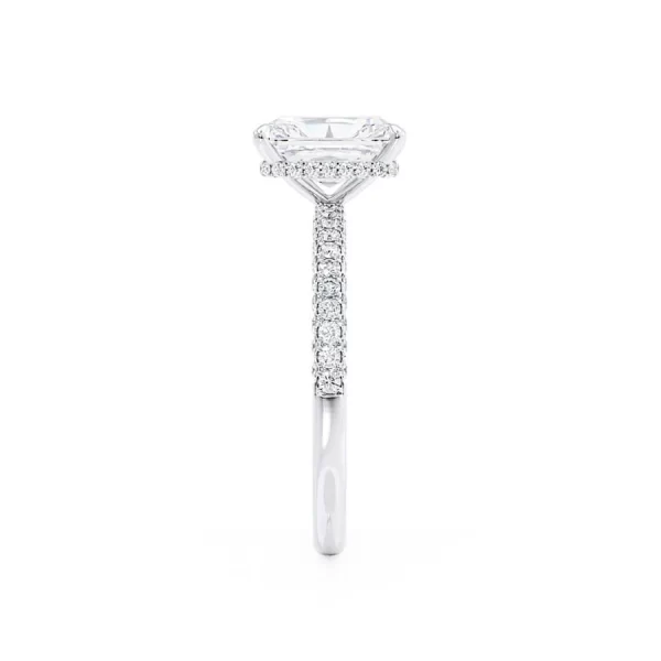 COCO Radiant Lab Diamond 18k White Gold Petite Triple Pavé Hidden Halo - Image 2