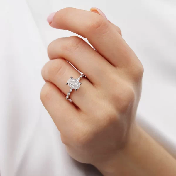 ALLURE Oval Lab Diamond 18k White Gold Scatter Ring - Image 4
