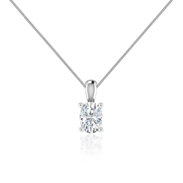 LILA Oval Lab Diamond 4 Claw Drop Pendant 14k/18k White Gold