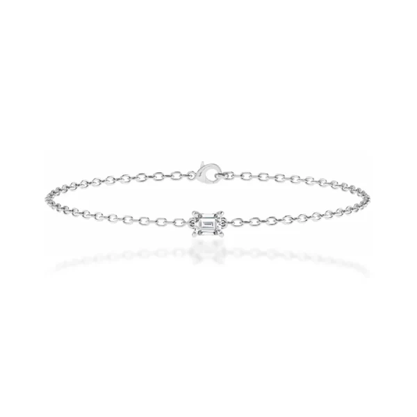 JADA Lab Diamond Emerald Solitaire Bracelet 14k/18k White Gold