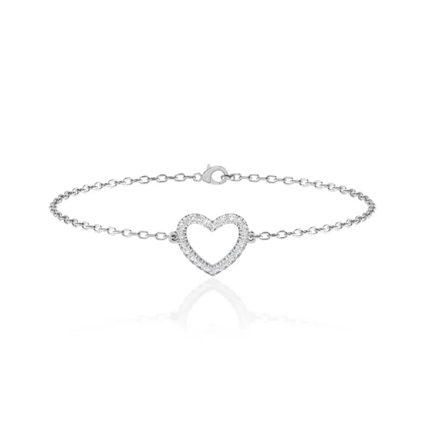 THEA Lab Diamond Pavé Heart Bracelet 14k/18k White Gold