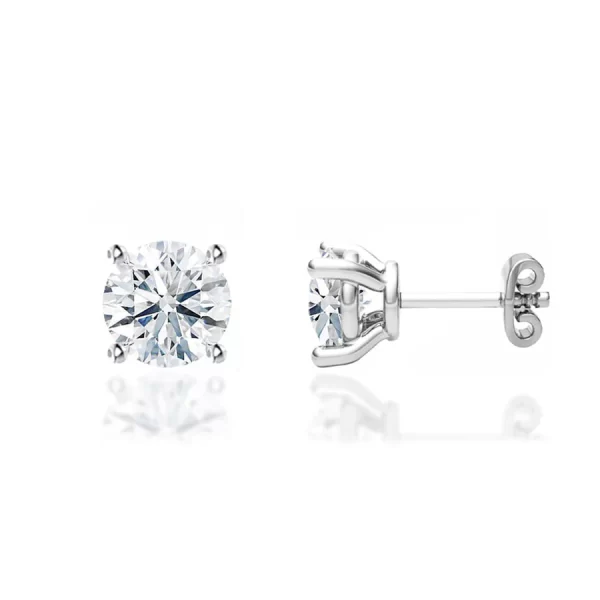 DOVE Round Lab Diamond 14k/18k White Gold Stud Earrings