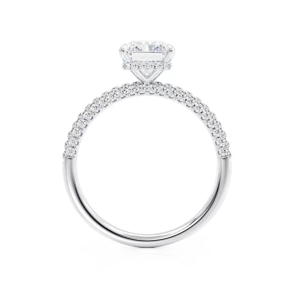 COCO Radiant Lab Diamond 18k White Gold Petite Triple Pavé Hidden Halo - Image 3