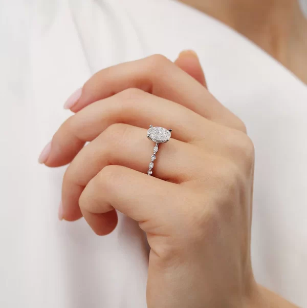 ALLURE Oval Lab Diamond 18k White Gold Scatter Ring - Image 5
