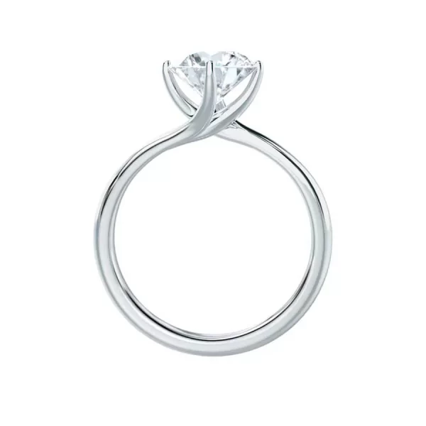 ANNORA Round Lab Diamond 18k White Gold Twist Solitaire Ring - Image 2