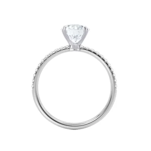 MACY Round Lab Diamond 18k White Gold Petite Pavé Shoulder Set Ring - Image 2