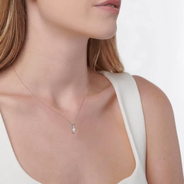 TALULLA Marquise Lab Diamond 2 Claw Pendant 14k/18k White Gold - Image 2