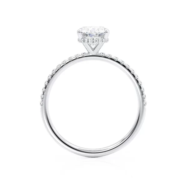 LIVELY Oval Lab Diamond 18k White Gold Petite Hidden Halo Pavé Shoulder Set - Image 4