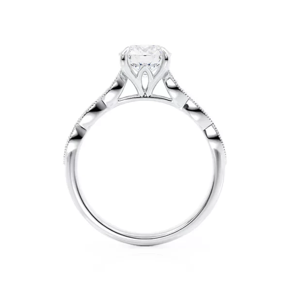 HONOR Round Lab Diamond 18k White Gold Shoulder Set Ring - Image 2
