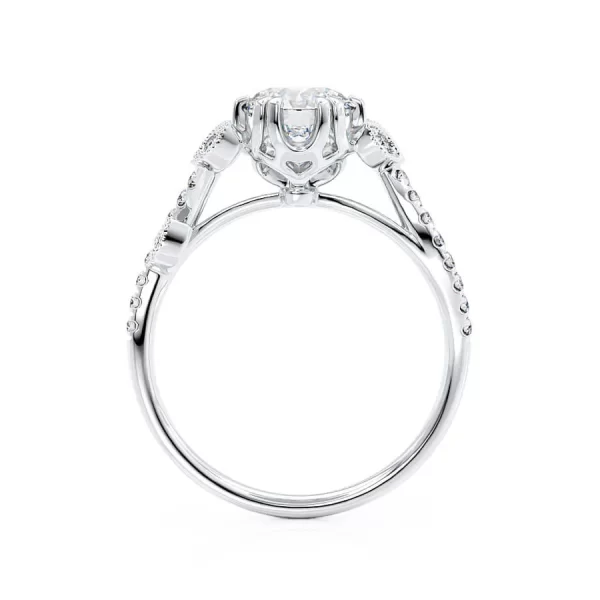 FLEUR Round Lab Diamond 18k White Gold Shoulder Set Ring - Image 2