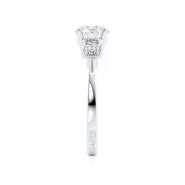 LOVETTA Round & Baguette Lab Diamond 18k White Gold Trilogy - Image 4