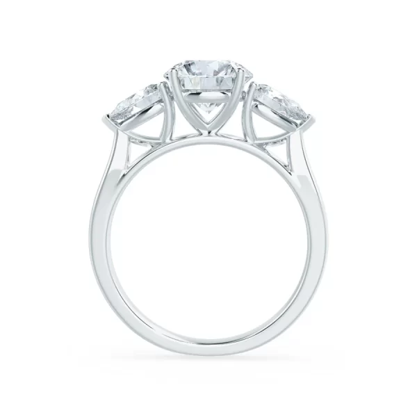 BLOSSOM Round Lab Diamond & Pear Lab Diamond 18k White Gold Trilogy Ring - Image 3