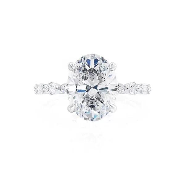 ALLURE Oval Lab Diamond 18k White Gold Scatter Ring - Image 2