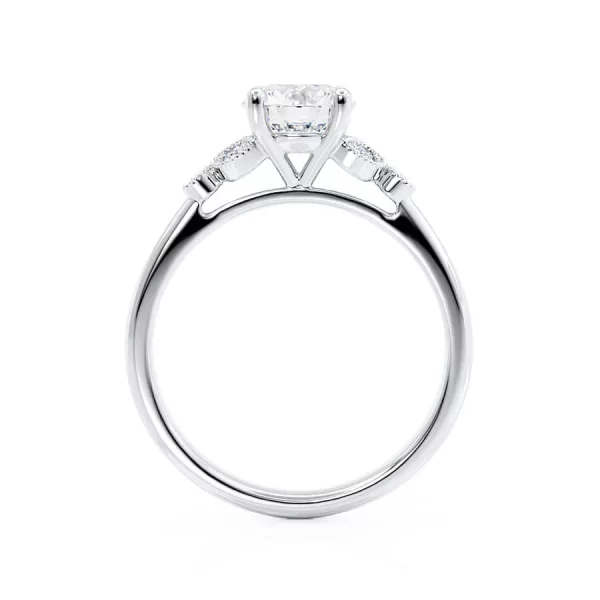 DELILAH Round Lab Diamond 18k White Gold Shoulder Set Ring - Image 4