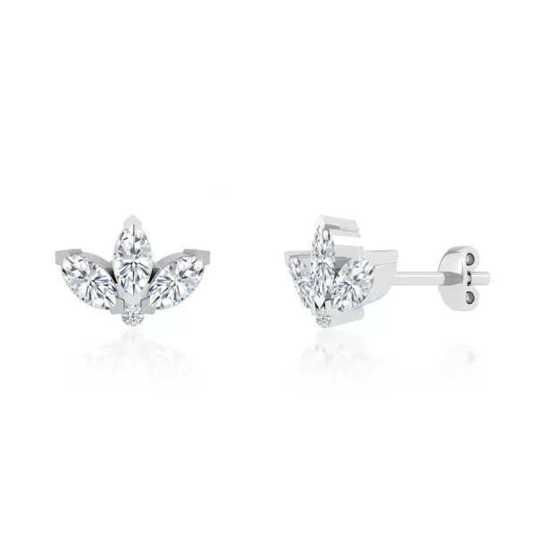 BIRDIE Marquise Petal Lab Diamond Earrings 14k/18k White Gold - Image 2