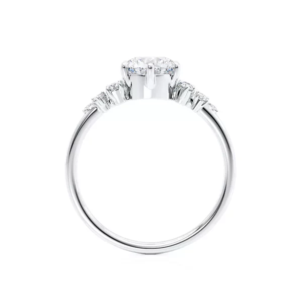 ALYA Oval Lab Diamond Starburst Cluster Shoulder Set Engagement Ring 18k White Gold - Image 3