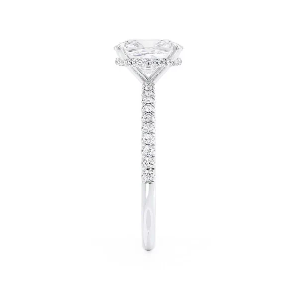 LIVELY Elongated Cushion Lab Diamond 18k White Gold Petite Hidden Halo Pavé Shoulder Set - Image 3