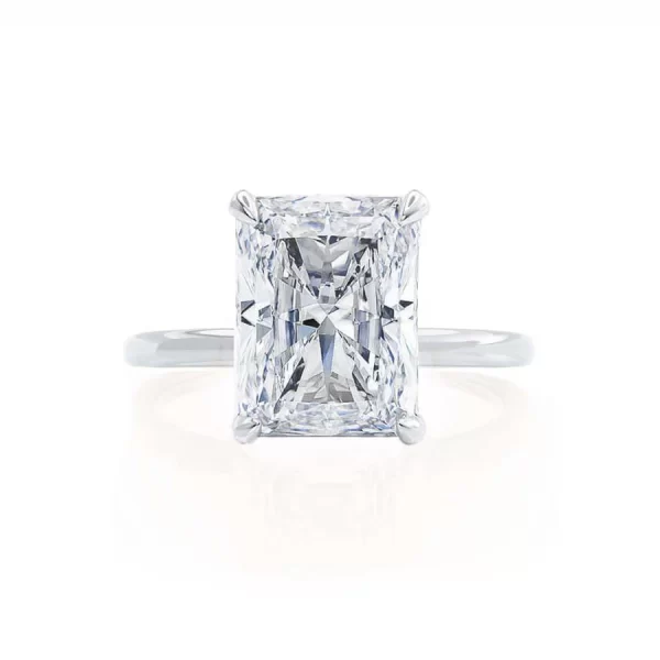 PARIS Radiant Lab Diamond 18k White Gold Hidden Halo Solitaire - Image 4