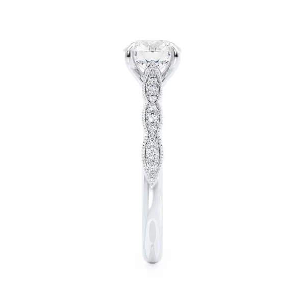 HONOR Round Lab Diamond 18k White Gold Shoulder Set Ring - Image 3