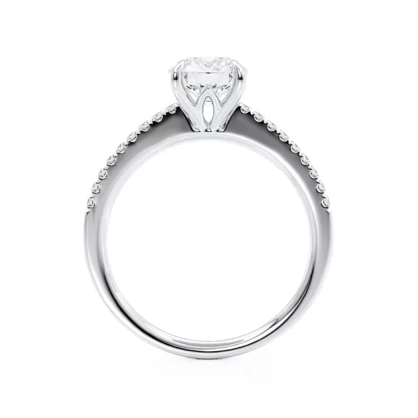 CATALINA Round Lab Diamond 18k White Gold Shoulder Set Ring - Image 2