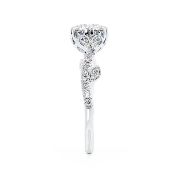 FLEUR Round Lab Diamond 18k White Gold Shoulder Set Ring - Image 3