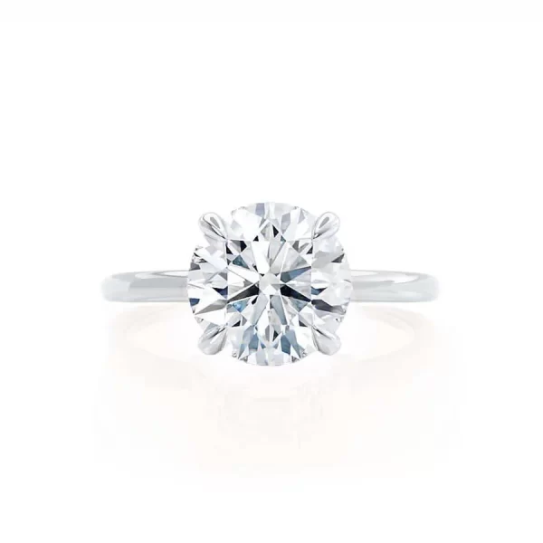 PARIS Round Lab Diamond 18k White Gold Hidden Halo - Image 4