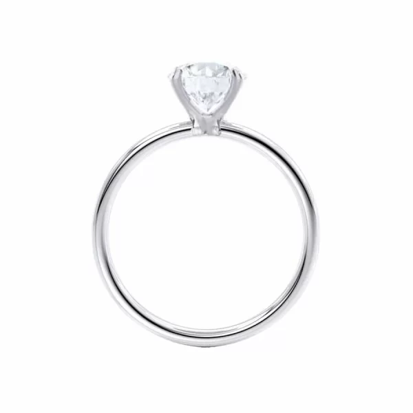 LULU Oval Moissanite 18k White Gold Petite Solitaire Ring - Image 2