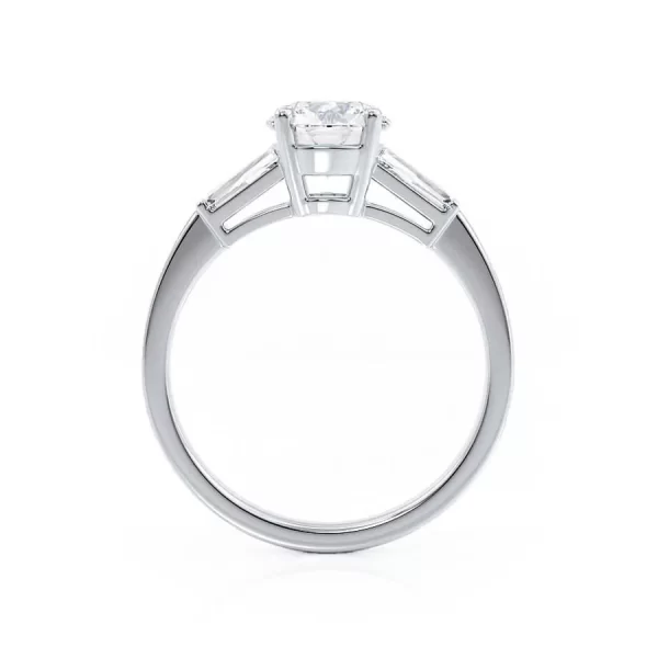 LOVETTA Round & Baguette Lab Diamond 18k White Gold Trilogy - Image 2