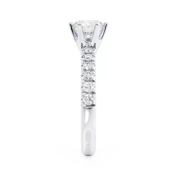 BELLE Round Lab Diamond 18k White Gold Shoulder Set Ring - Image 3