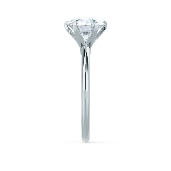 LILLIE Round Lab Diamond 18K White Gold 6 Prong Knife Edge Solitaire Ring - Image 4