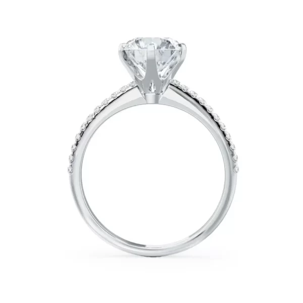 LILLIE LUXE Round Lab Diamond & Diamond 18k White Gold Shoulder Set Ring - Image 3