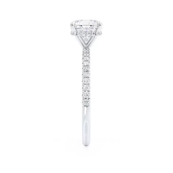 LIVELY Cushion Lab Diamond 18k White Gold Petite Hidden Halo Pavé Shoulder Set - Image 3