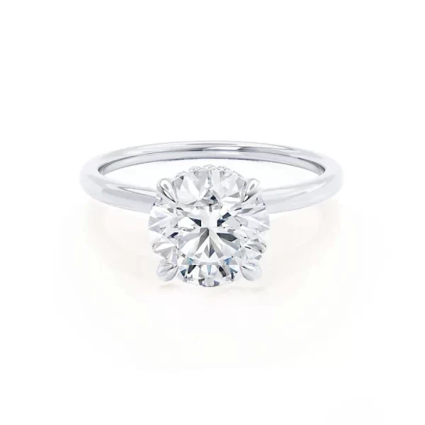 PARIS Round Lab Diamond 18k White Gold Hidden Halo - Image 5